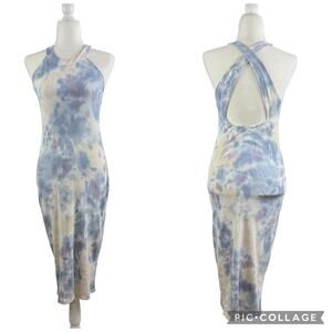 Young Fabulous and Broke Pastel Tie Dye Crossback Midi Dress Small Ribbed Hippie